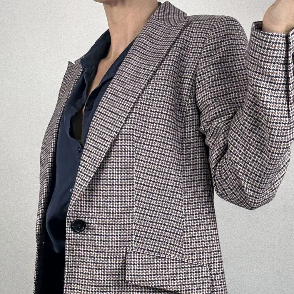 Talbots Oversized Boyfriend Blazer – Academia Preppy Style, Cotton Wool Jacket - Picture 5 of 15